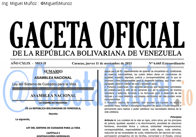 Gaceta Oficial 6665 del 11 noviembre 2021