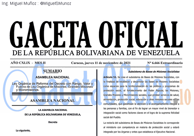 Gaceta Oficial 6666 del 11 noviembre 2021