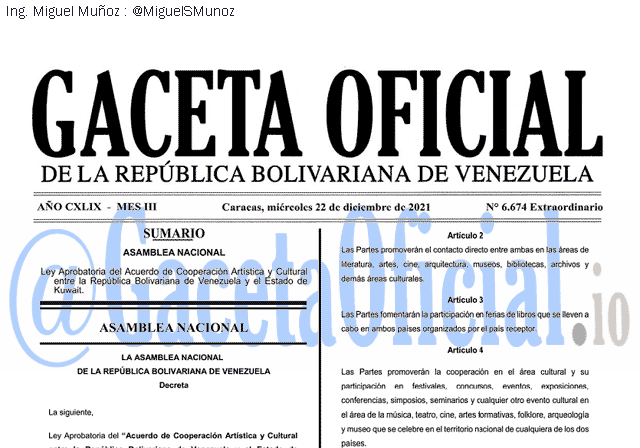 Gaceta Oficial 6674 del 22 diciembre 2021