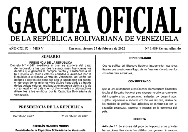 Gaceta Oficial 6689 del 25 febrero 2022
