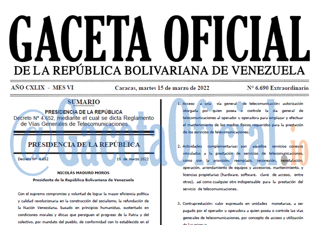 Gaceta Oficial 6690 del 15 marzo 2022