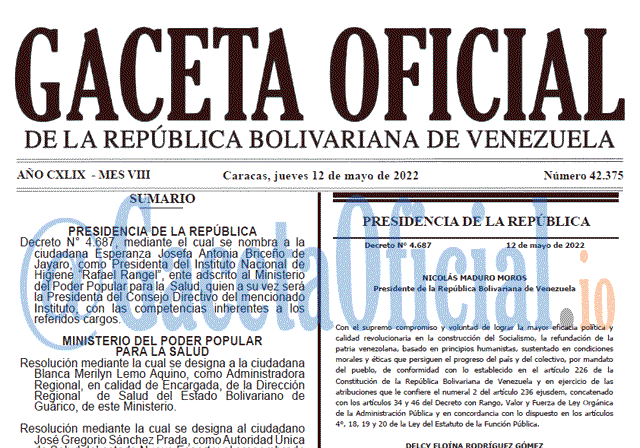 Venezuela Gaceta Oficial 6701 del 16 mayo 2022