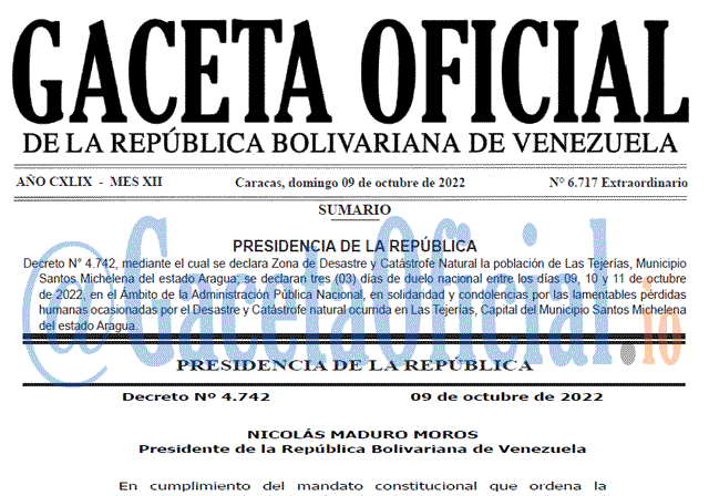 Gaceta Oficial Venezuela #6717 del 9 octubre 2022