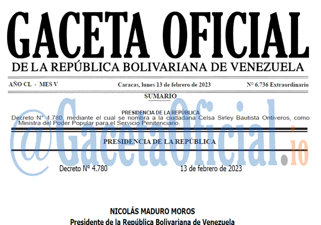 Gaceta Oficial, Gaceta 6736, Gaceta #6736, Gaceta Oficial Venezuela #6736