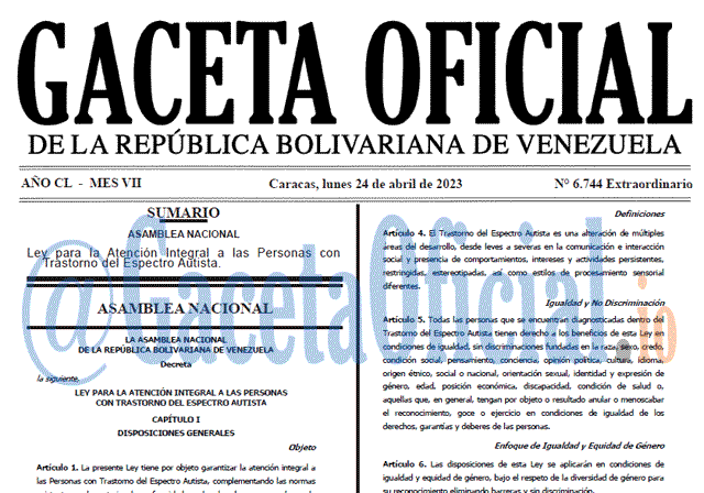Gaceta Oficial, Gaceta 6744, Gaceta #6744, Gaceta Oficial Venezuela #6744