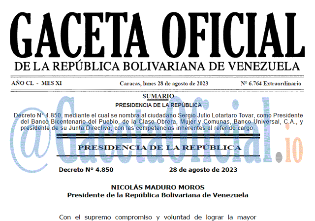 Gaceta Oficial, Gaceta 6764, Gaceta 6764 HD, Gaceta #6764, Gaceta Oficial Venezuela #6764