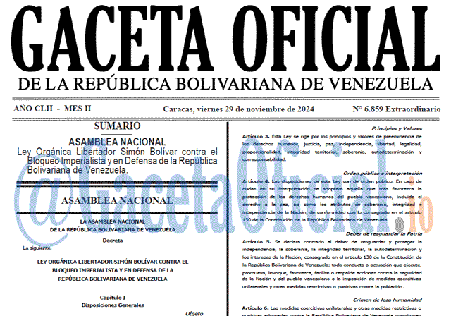 Gaceta Oficial, Gaceta 6859, Gaceta 6859 HD, Gaceta #6859, Gaceta Oficial Venezuela #6859
