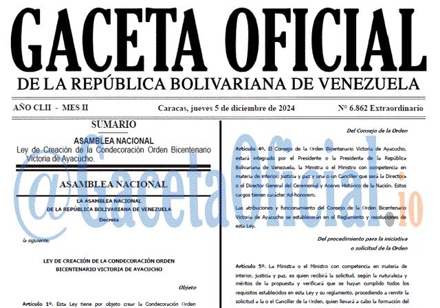 Gaceta Oficial, Gaceta 6862, Gaceta 6862 HD, Gaceta #6862, Gaceta Oficial Venezuela #6862