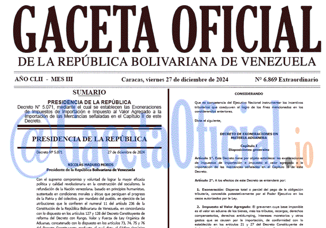 Gaceta Oficial, Gaceta 6869, Gaceta 6869 HD, Gaceta #6869, Gaceta Oficial Venezuela #6869