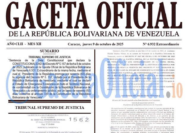 Gaceta Oficial, Gaceta 6932, Gaceta 6932 HD, Gaceta #6932, Gaceta Oficial Venezuela #6932