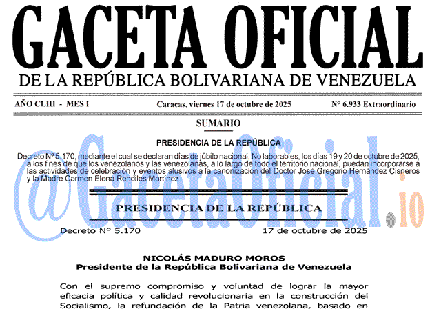 Venezuela Gaceta Oficial 6933 del 17 octubre 2025 Gaceta Oficial, Gaceta 6933, Gaceta 6933 HD, Gaceta #6933, Gaceta Oficial Venezuela #6933