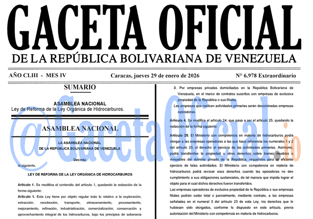 Venezuela Gaceta Oficial 6978 del 29 enero 2026 Gaceta Oficial, Gaceta 6978, Gaceta 6978 HD, Gaceta #6978, Gaceta Oficial Venezuela #6978