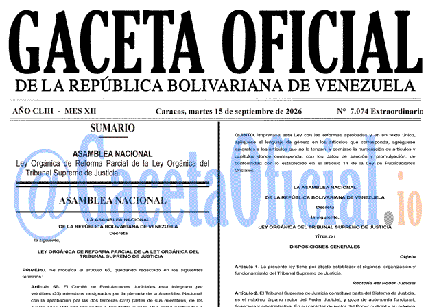 Venezuela Gaceta Oficial 7074 del 15 septiembre 2026 Gaceta Oficial, Gaceta 7074, Gaceta 7074 HD, Gaceta #7074, Gaceta Oficial Venezuela #7074