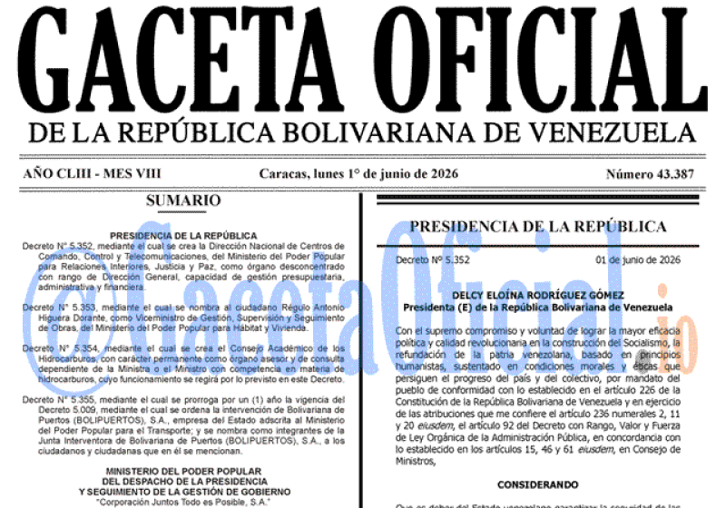 2026-06-01 Gaceta Oficial Venezuela #43387