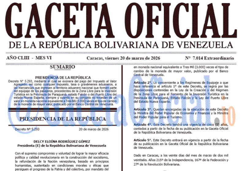 2026-03-20 Gaceta Oficial Venezuela #7014