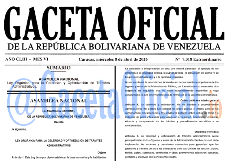 2026-04-08 Gaceta Oficial Venezuela #7018