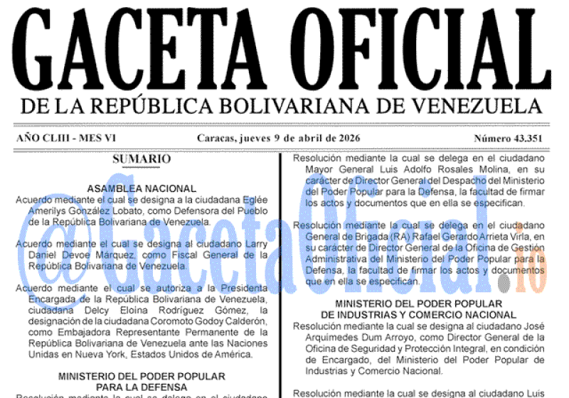 2026-04-09 Gaceta Oficial Venezuela #43351