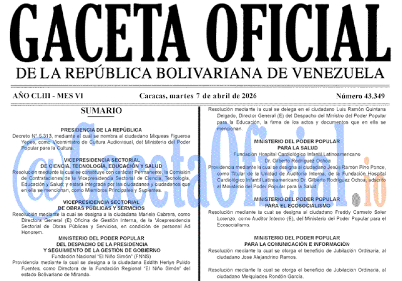 2026-04-07 Gaceta Oficial Venezuela #43349