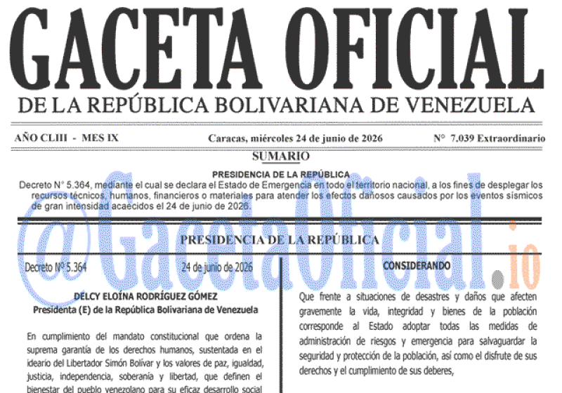 2026-06-24 Gaceta Oficial Venezuela #7039