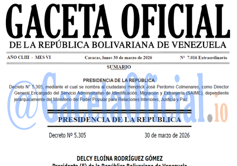 2026-03-30 Gaceta Oficial Venezuela #7016
