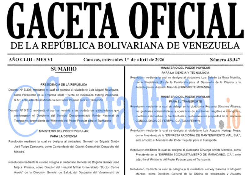 2026-04-01 Gaceta Oficial Venezuela #43347